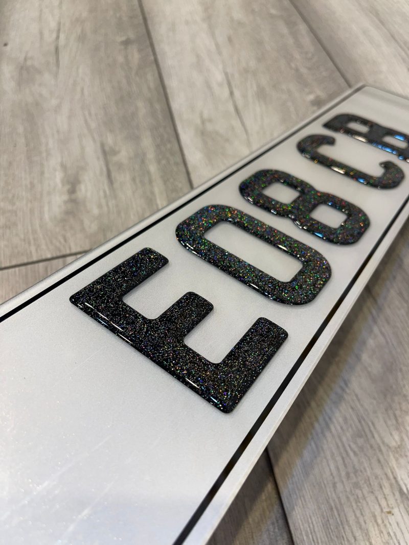 3D Gel Glitter number plates